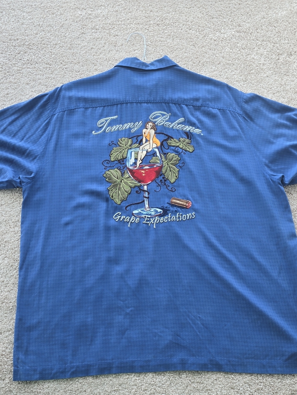 Tommy Bahama Blue Embroidered 'Grape Expectations' Camp Shirt XL
